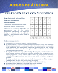 Cuatro en raya con monomios